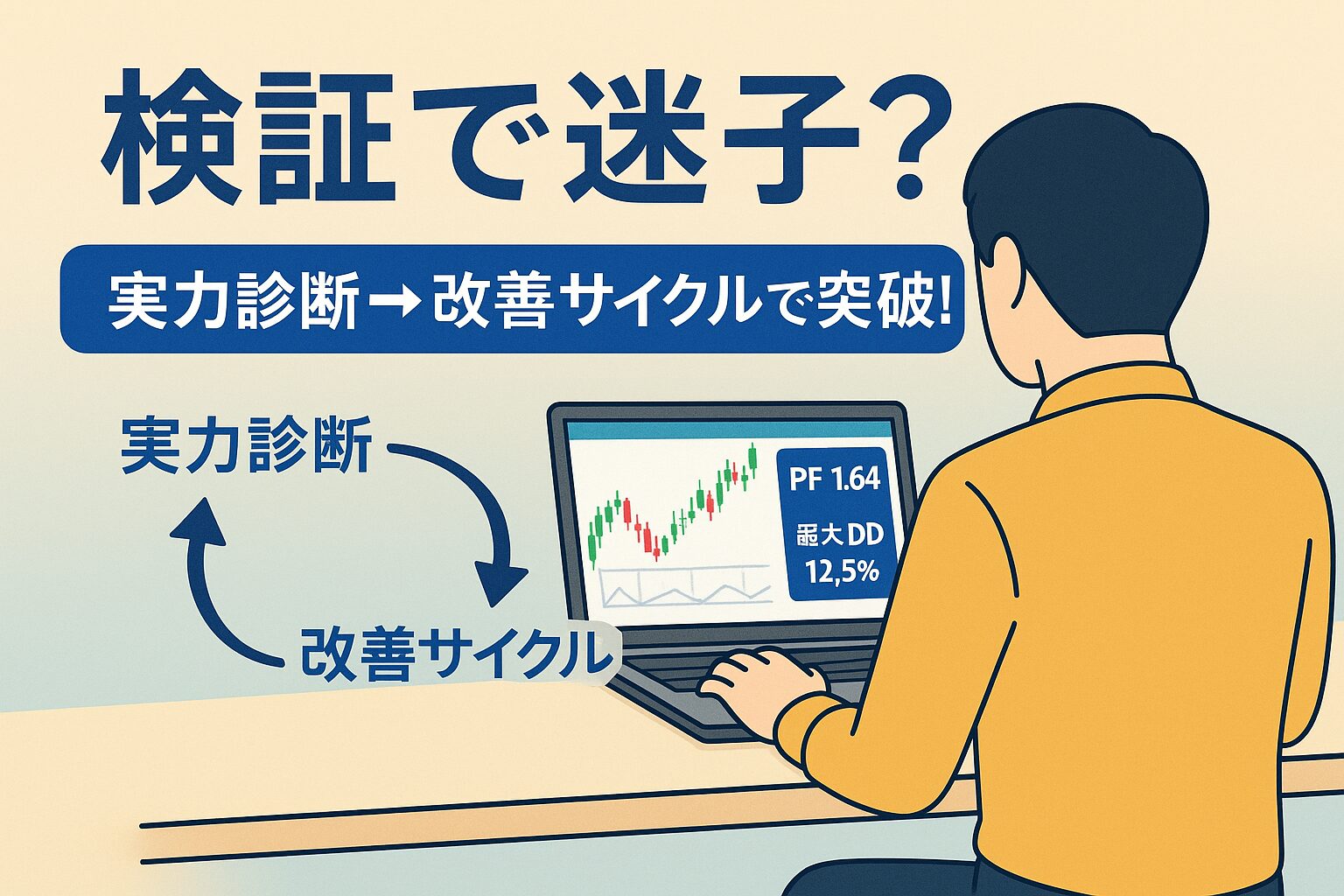 fx検証の実力診断と改善サイクルを示すアイキャッチ