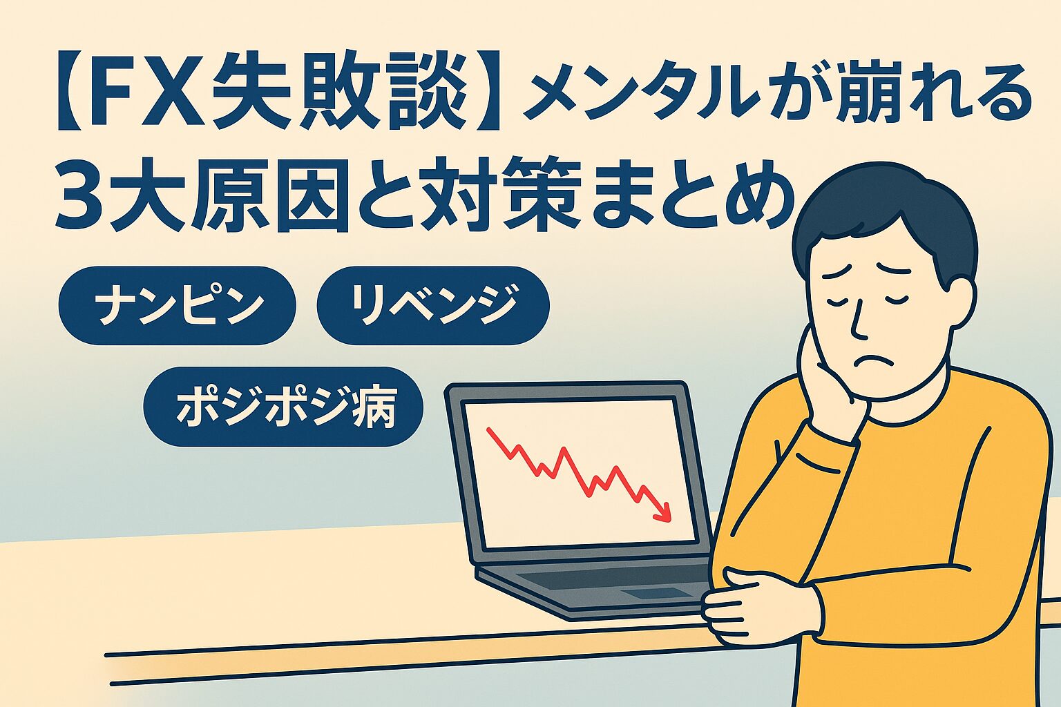FXメンタル改善フロー：行動ルール→習慣→心の余裕を示すフラットイラスト